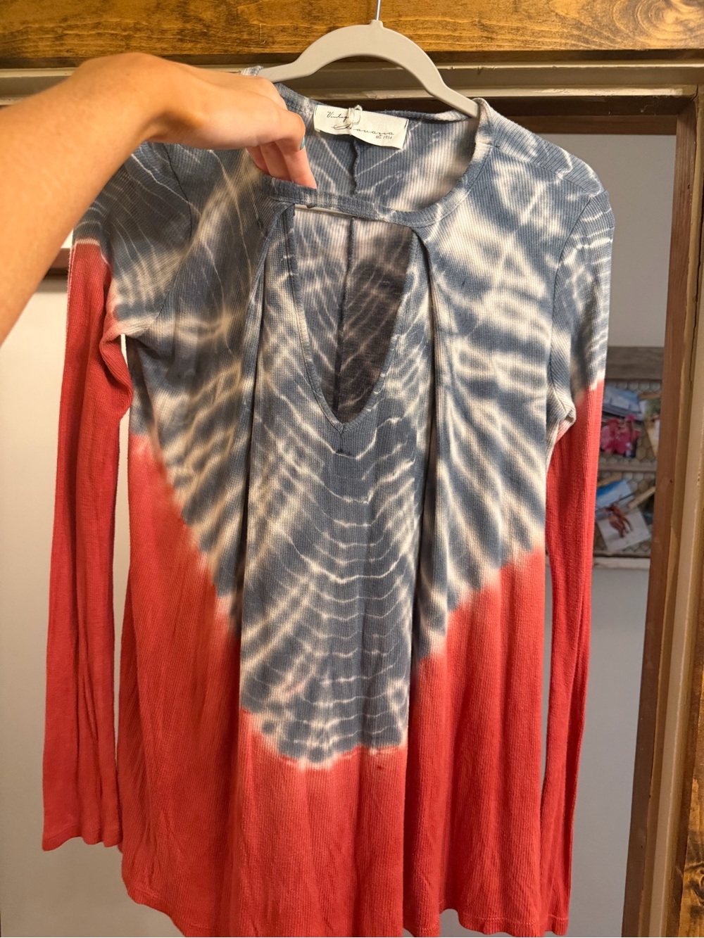 Vintage Havana Blue & Coral Tie-Dye Long Sleeve Top